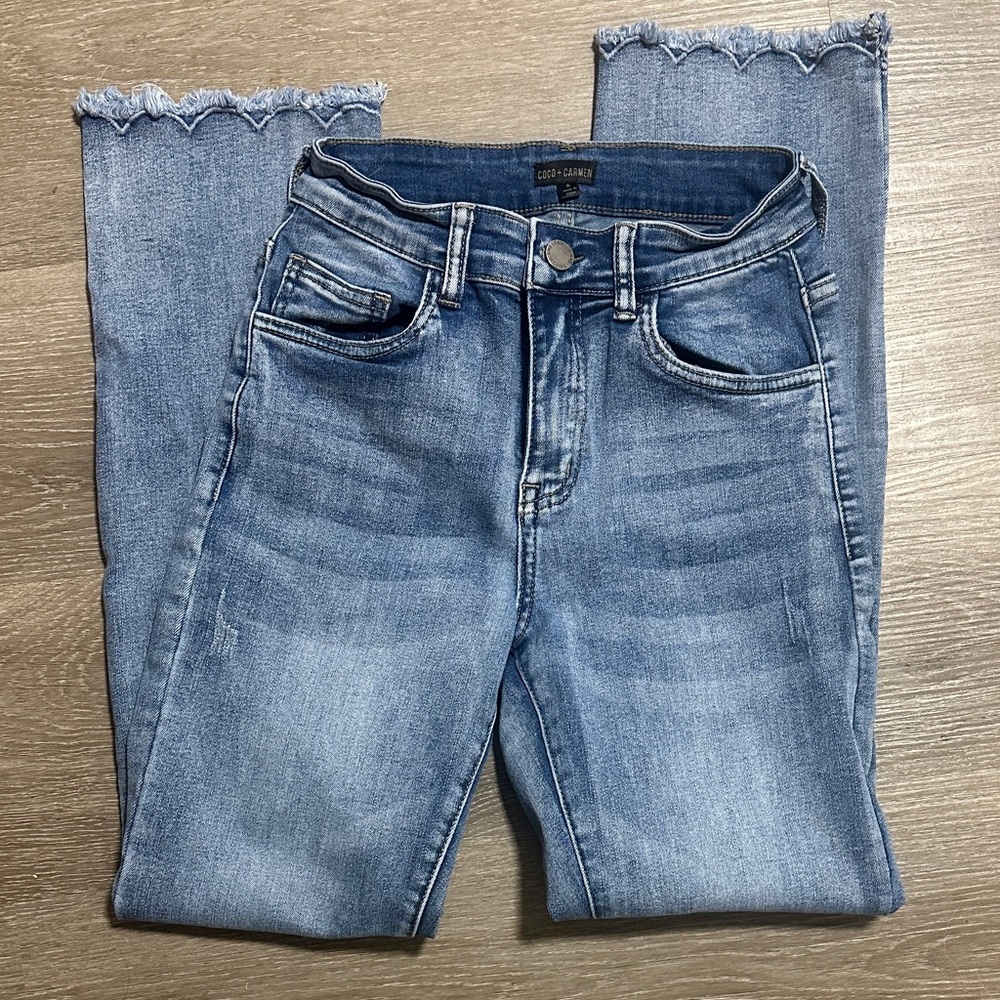 Straight leg embroidered jeans